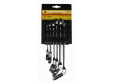 Набор ключей комбинированных с шарниром и трещоткой, 6 штук