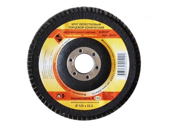Круг лепестковый Ф125Х22,2 мм, К120, торцевой конический