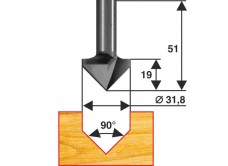 Фреза пазовая галтельная V-обр 90° ф31,8мм, хв 8мм