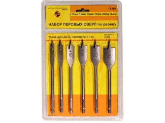 Набор сверл для дерева перовых, 6 штук, блистер