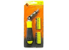 Отвертка реверсивная шарнирная со вставками 1/4", 15 предметов