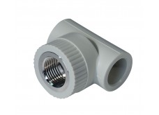 Тройник комбинированный PPR ВР 32 мм х 1" серый